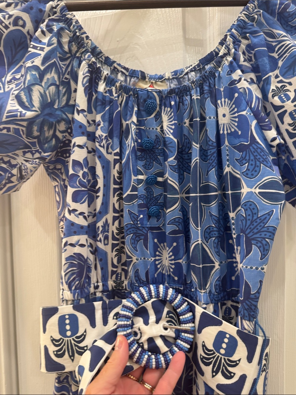 FARM Rio Blue and White Floral Maxi Dress - Picture 2 of 3